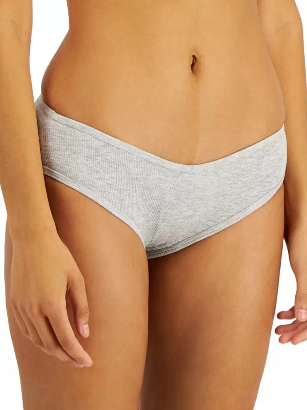 Jenni Women's 1-Pack Ribbed Knit Hipster Panty Underwear, Gray Heather